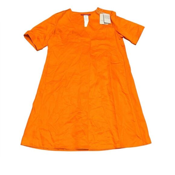 NWT women’s MARINA RINALDI SPORT Orange linen blend flare midi dress size 14 - Picture 4 of 11